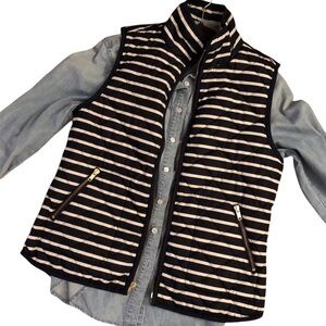 Old Navy Lightweight Quilted Puffer Vest Navy/White Striped Petite Small